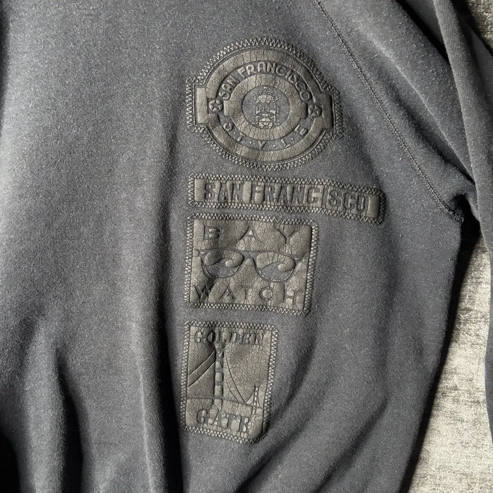 90s Vintage Hanes San Francisco Bay Watch Sweatshirt Black L Made in USA Raglan